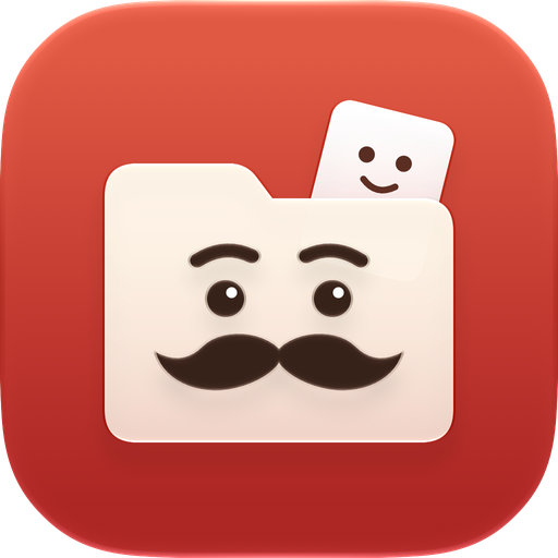 OpenAbi icon: a friendly folder with a big mustache looking after a little document